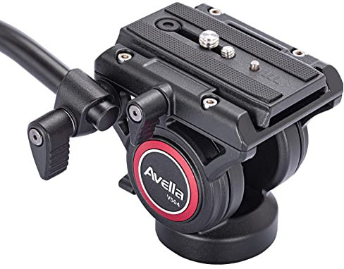 Avella Video Tripod Fluid Head with Quick Release Plate, Lightweight Heavy Duty Compatible with Manfrotto,Max Load 13.2lb/6kg for Video Canon Nikon Sony Olympus Panasonic DSLR Camera, V504