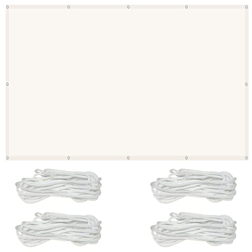 AMZHU Sonnenschutz Segel 5x5M wasserabweisend Quadrat Schwimmbäder Party Markisen 98% UV Schutz Leinen 100% Reißfestes inkl Befestigungsseile, Beige, 22621