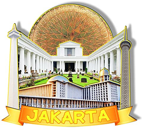 Jakarta Indonesien Holzmagnet, 3D-Kühlschrankmagnete, Reise-Sammlerstück, Souvenirs, Dekorationen, handgefertigtes Kunsthandwerk-2