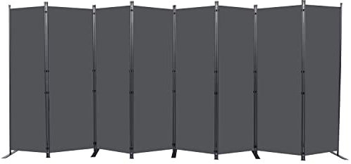 CHOSENM Séparateur de pièce, écran d'intimité pliable à 8 panneaux avec pieds de soutien plus larges, cloison portable de 1,8 m pour séparateur de pièce, 447 cm de large x 180,3 cm de haut, gris