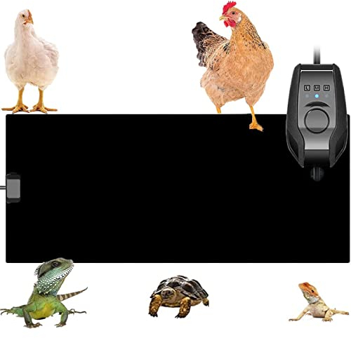 QCLUEU Coussin Chauffant pour Reptiles à écran Plat, Chauffage pour poulailler avec 3 Vitesses, température réglable, Protection Contre l'arrêt Automatique, Chauffage pour Poulet à Chaleur radiante