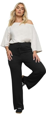 Yours Curve Wide Leg Pull On Stretch Jersey Yoga Pants - Women's - Plus Size Curve