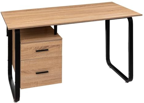5 five simply smart Schreibtisch in Holzoptik/Metall, Beige