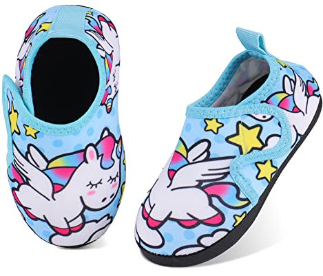 TIZAX Escarpines de Baño para Niñas Zapatos Verano de Agua Antideslizante de Secado Rápido Calcetines Descalzo para Playa Piscina Natación Cielo Azul 21/22