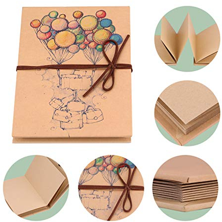 Fotoalbum, Scrapbooking-Fotoalbum Falt Fotoalbum Vintage-Stil Ballon Abdeckung Akkordeon faltbare Foto Album DIY Scrapbook handgefertigte kreative Handwerk für Geburtstags Reisetagebuch, Jubiläum