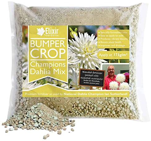 Elixir Gardens Champions Dahlia Mix | Blended Fertiliser/Feed for Tuber/Tuberous Plants & Flowers inc. Dahlia, Zinnia, Begonia, Tulips, Daffodils | 3kg Bag