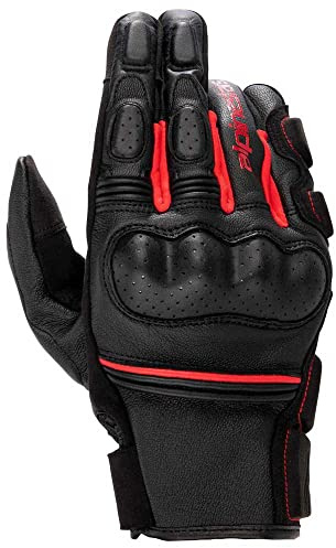 Alpinestars Phenom Leather Gloves Sporthandschuhe Motorradhandschuhe Lederhandschuhe, Black Bright RED, L