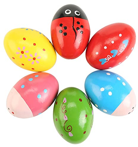 6Pcs Wooden Egg Shakers Hand Musical Maracas Percussion Instruments