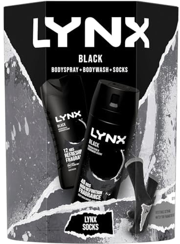 LYNX Black Duo & Socks Deodorant Gift Set Body Wash & Body Spray perfect for his daily routine 2 piece