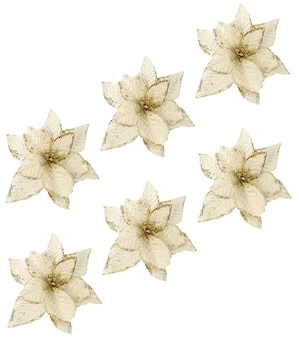 Amosfun Hochzeitsschmuck 6 Stück Weihnachtsblumen Weihnachtsdekorationen Adornos para Mesa De Mini-Kranz Weihnachtsbaumschmuck Krippenzubehör Krippenornamente Glitzernde Für Weihnachten