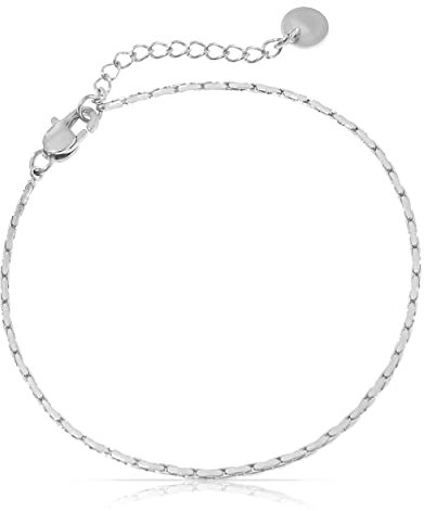 Filigranes Damen Armband aus Edelstahl • Silber Gold Rosé • Minimalistisches Armband • Armbänder für Frauen • Silberschmuck Gold-Schmuck • Feine Cuban Link Chain Armkette (Zopf Design Silber)