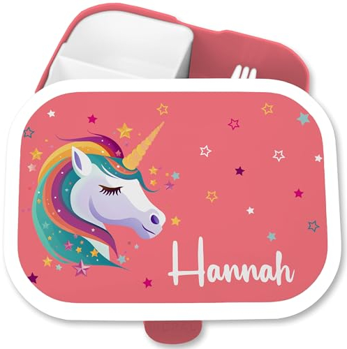 Brotdose Kinder Campus für Mepal - Einhörner - Einhorn Unicorn Fabelwesen - 750 ml - Rosa - vorschulkinder jausenbox mädchen schule einhörnern vesperbox kinderbrotdosen kindergarten unicorns