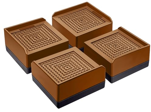 ANNKUT Bettmöbel-Erhöhungen, 3,8 cm, quadratisch, verstellbar, für Bett, Sofa, Tisch und Couch, schwere Unterstützung bis zu 0,6 kg, Braun, 4 Stück