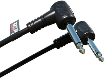 rhinocables - Right Angled Mono Jack Cable | Exceptional Audio Performance | Durable & Versatile | Ideal for Guitar, Amp, Keyboard | Compatible with 1/4” Devices, Black, 1m