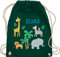 Turnbeutel Rucksack - Safari Tiere Zootiere Zoo Giraffe Zebra Löwe Elefant - Unisize - Dunkelgrün - wäschebeutel kindergarten kleine personalisierte geschenke sporttasche