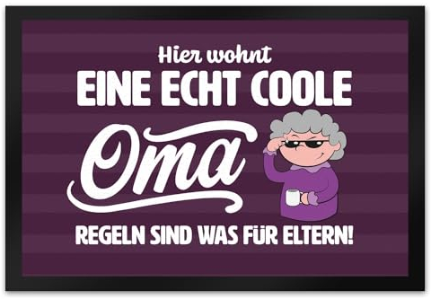 Coole Oma Fußmatte XL in 40x60 cm mit Spruch Regeln sind was für Eltern EIN lustiger Türvorleger für die Eingangstür Enkel Fußabstreifer Fußabtreter Türmatte cool Muttertag Tür