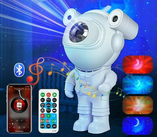 Generico Proiettore Cielo Stellato Luna Galassia Astronauta Luce Notturna RGB con Timer e Telecomando Cassa Speaker Bluetooth