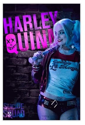 AmAzwi Harley Quinn Filmposter auf Leinwand, Wandkunst, Dekordruck, Bild Gemälde für Wohnzimmer, Schlafzimmer, Dekoration, ungerahmt: 20 x 30 cm