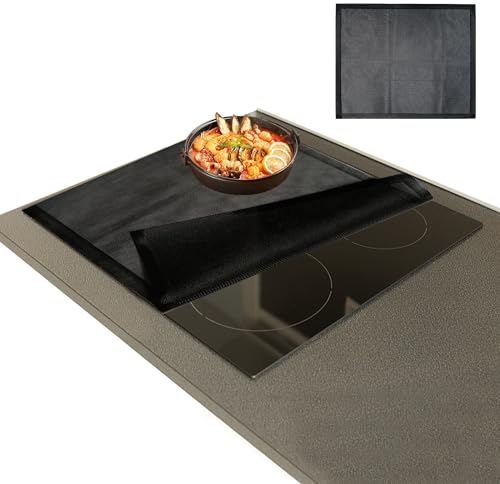 WestCH 52 x 61cm Tappetino Protettivo per Piano Cottura a Induzione, Tappetino Induzione Riutilizzabile Tappetino per Piano Induzione multifunzionale in Silicone Antiscivolo Antigraffio(Maglia Nera)