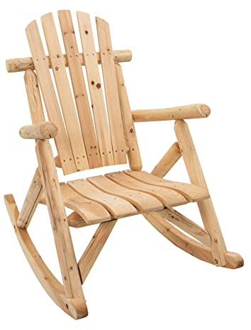 BELLAVISTA Garten-Schaukelstuhl Timber | Braun | Massive Rundhölzer | unbehandelt | 100% zertifiziertes Tannenholz | Natürliche Maserung | DIY | Bequem | Langlebig | Demontiert