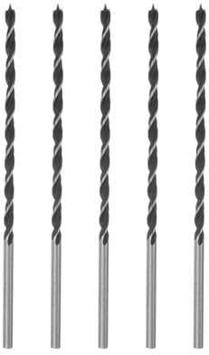 sourcing map 5pcs Brad Point Drill Bits 6mm(15/64) Dia Straight Round Shank Drill Metric Brad Point 5.1 Drilling Depth Spiral Twist Drill Bits for Carpenter Woodworking Plastic Rubber