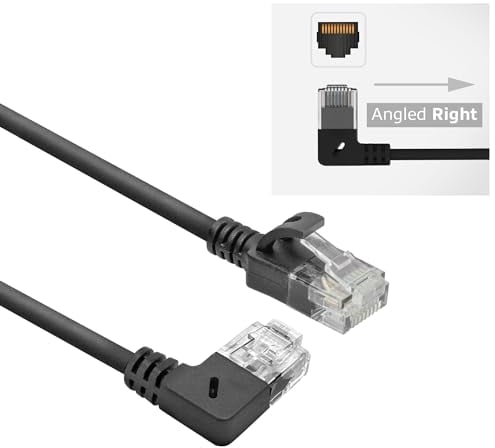 ACT Câble réseau CAT6A coudé à 90° vers la droite, U/UTP LSZH - Câble LAN fin de 3,6 mm - Câble Ethernet flexible avec fiche RJ45 - Pour une utilisation dans les centres de données, 1,5 m, vers la