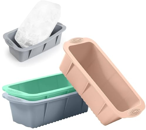 3PCS Large Ice Cube Tray, Silicone Ice Cube Maker Tray, Easy Release Reusable Big Ice Cube Moulds Ice Brick Ice Cubes Maker Molds for Ice Bath Cold Plunge Tub or Outdoor Coolers