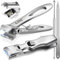 Nail Clippers for Thick Nails for Seniors - Popular No Splash German Nail Clippers for Men & 17mm Wide Open Straight Toenail Clippers, Sharp Heavy Duty Fingernail Clipper Cutter with Catcher