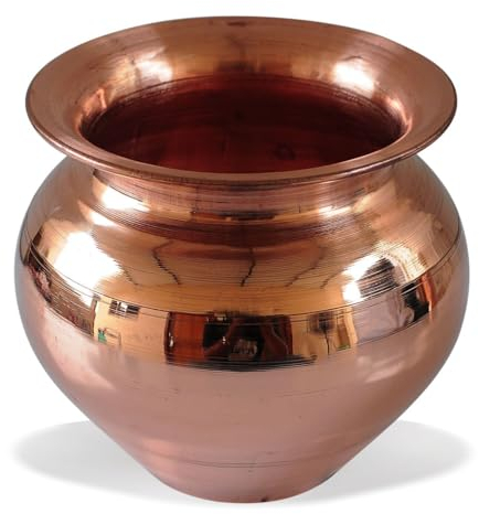 Mrigakshi 100% Pooja Copper Kalash, 3.5 Inch Lota Pot (Medium)