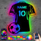 LEON FOLIEN Fußball trikot personalisieren RGB Led Licht mit Namen & Nummer – Fussballer aus MDF-Holz Fussball Geschenke für Jungs Männer Mädchen zum Geburtstag - Wand Deko - Bedienung über die App