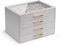 Vlando Jewellery Box with Glass Lid, 4-Tier Jewellery Organiser, Jewellery Storage with 4 Drawers for Watches,Sunglasses, Gift for Women, For Ring, Necklace, Earring, Bracelet(Grey)