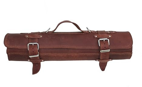 sako | Cognacfarbe modell1 | Messertasche Leder für Kochmesser - Robuster Messerkoffer aus Schwarzem Leder | Messertasche für Köche | Ideal für Messer & Bestecktasche