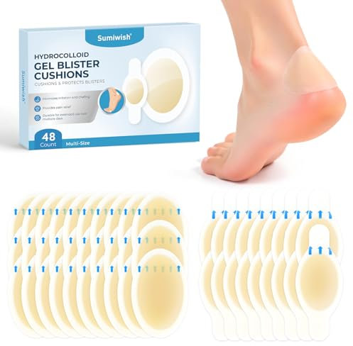 48 Pièces de Pansements Pour Ampoules aux pieds - Sumiwish Pansement Ampoule Talon, Pied Anti Frottement - Prévention des ampoules (Toe&Heel Pack)