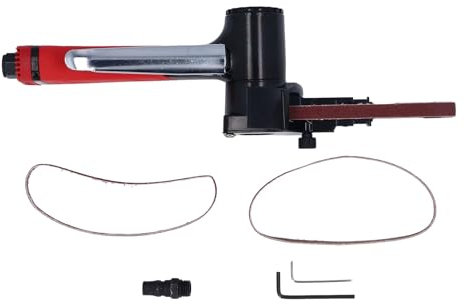 Pneumatischer Schleifer, Luftbandschleifer, Roter Griff, 1/4 Zoll BSP NPT, Lufteinlass, Industrielle Bandschleifmaschine, Werkzeug für Schweißverbindungen, Polieren, Entgraten