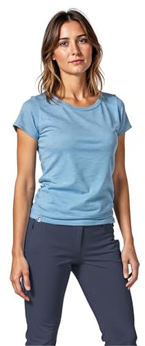 ALPIN LOACKER Merino Shirt Damen Kurzarm und Poloshirt I atmungsaktives Funktionsshirt schnelltrocknend für Sport und Wandern I Merinowolle Tshirt und Thermooberteil, Hellblau S