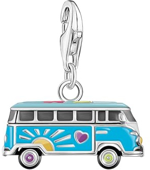 THOMAS SABO Charm-Anhänger bunter Hippie-Bus Silber Recyceltes 925 Silber, Geschw., Kaltemail