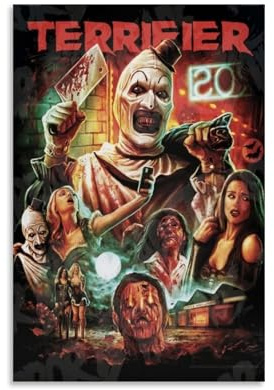 PANTTING Terrifier Horror Movies Posters Aesthetic Canvas Wall Art Print Home Decor for Bedroom Living Room12x18inch(30x45cm) Unframe-style