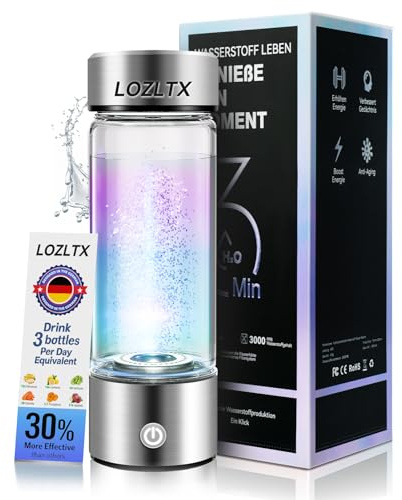 Wasserstoff Wasserflasche【24h Stabile H₂-Aktivität】 Hydrogen Water【SPE-Technik & Nr.1 H₂-Gehalt】 Hydrogen Water Bottle Doppelte Wasserstoffkonzentration, Wasseraufbereitung in 3 Minuten,450ml Silver