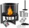 Cheminée Éthanol de Table avec Flamme réglable, Cheminée sans fumée avec Verre et métal pour intérieur et extérieur, Foyer Portable, Cadeau Déco Maison (Noir)