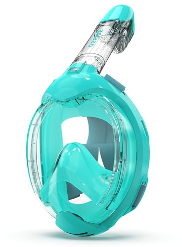 G2RISE® Schnorchelmaske für barn Dykmask, helmask, 6-10 år, fällbar snorkelmask med kameraposition (Myntagrön)