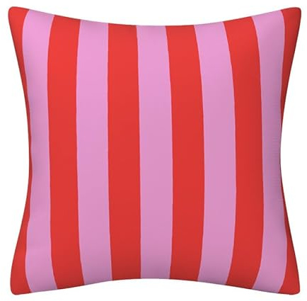 HFHungkeong Streifenförmige Kissenbezug, Digitale doppelseitige gedruckte Heimdekoration Indoor Sofa Kissenbezug(rot rosa)