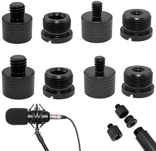 Mic Stand Adapter 8 Pcs, Metal Microphone Adapter 5/8 Female to 3/8 Male 3/8 Female to 5/8 Male 5/8 Female to 1/4 Male 1/4 Female to 5/8 Male for Dj Gear Tripods Equipment Universal Screw Adapters