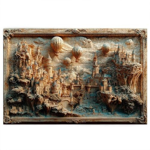 Puzzle 1000 Teile Erwachsene, Puzzle Städte 1000 Teile mit Geschenkbox, Holzpuzzle Erwachsene mit Naturholz, Geschenke für Frauen, Geschenke für Männer, Holzpuzzle Deko Wohnzimmer, (Abstrakt) E-21