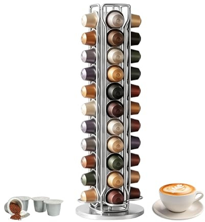 FAAING Kapselhalter Drehbar, Kaffeekapselhalter Edelstahl Kaffeekapseln Aufbewahrung Drehbar, Kaffee Kapselständer Zubehör Coffee Capsule Holder für 40 Kapseln