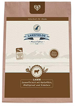 Lakefields Classic Hundefutter trocken | Lamm 60% | 4 x 2,5kg | Getreidefreies Trockenfutter für ausgewachsene Hunde | Zutaten in Lebensmittelqualität | Heidelbeere, Äpfel & Spinat | Schonend gebacken