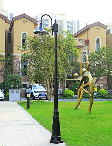 Außen Standleuchte Schwarz Aluminium Und Acryl H230CM,E27,IP65 Mastleuchte Robust Wasserdicht Wegeleuchte Terrasse Wege Außenleuchte Gartenlampe Außenlampe Straßen-Laterne