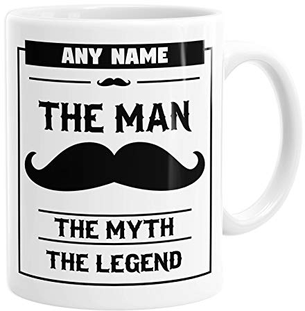Personalised The Man The Myth The Legend Mug, Funny Gift for Men, Add Any Name, Customisable, Father's Day Cup