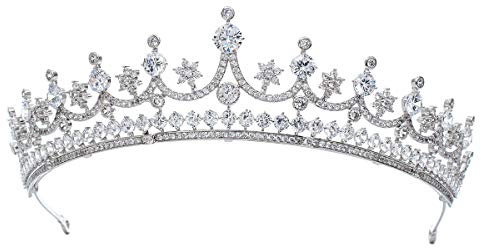 Sepbridals Klassisch Kristalle CZ Zirkonia Hochzeit Royal Tiara Krone Braut Haarschmuck Zubehör CH10342