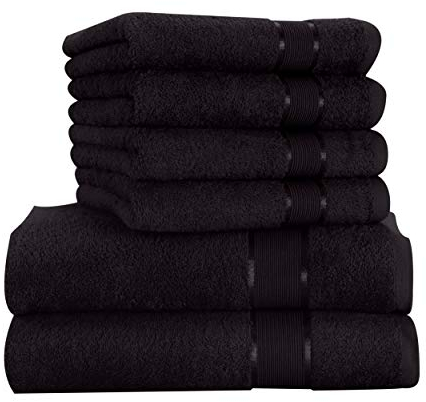 Mixibaby Handtuchset 6 TLG. 4X Handtuch 50 x 100cm 2X Badetuch 100 x 150cm 100% Baumwolle, Farbe:Schwarz