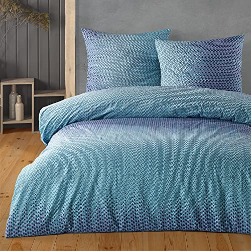 Buymax® Bettwäsche 155x220 100% Baumwolle 4-Teilig Bettbezug - Bettwäsche-Sets 155 x 220cm mit 2 mal Kissenbezüge 80x80cm, ÖKO-TEX Renforcé-Bettdeckenbezüge Set mit Reißverschluss